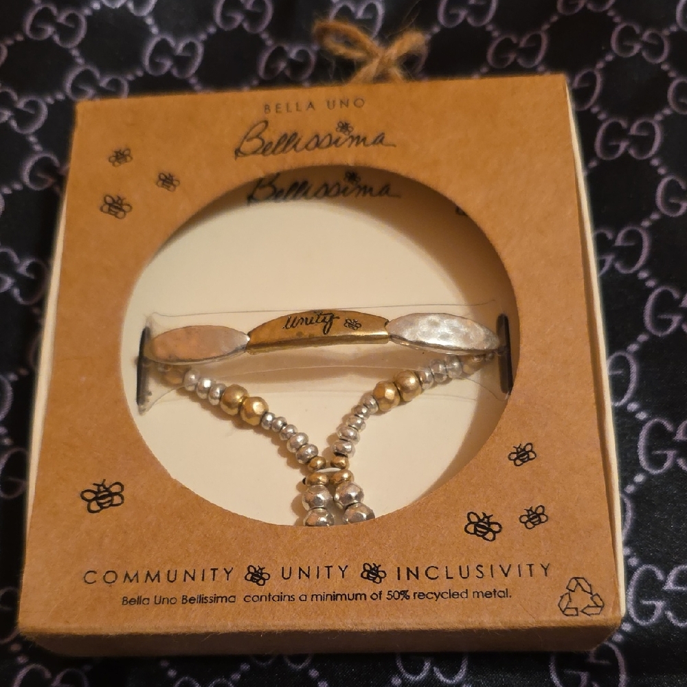 Elegant Silver and Gold Bracelet with Sparkling Accents